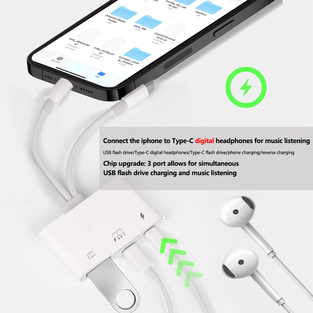 2 в 1, Lightning Type C к USB  – обзор и цена Wired Earphone Lightning